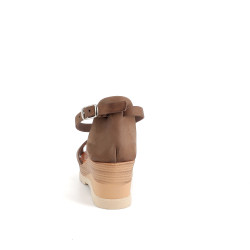 Sandales compensées Wikers marron en cuir