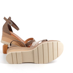 Sandales compensées Wikers marron en cuir