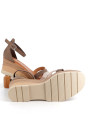 Sandales compensées Wikers marron en cuir