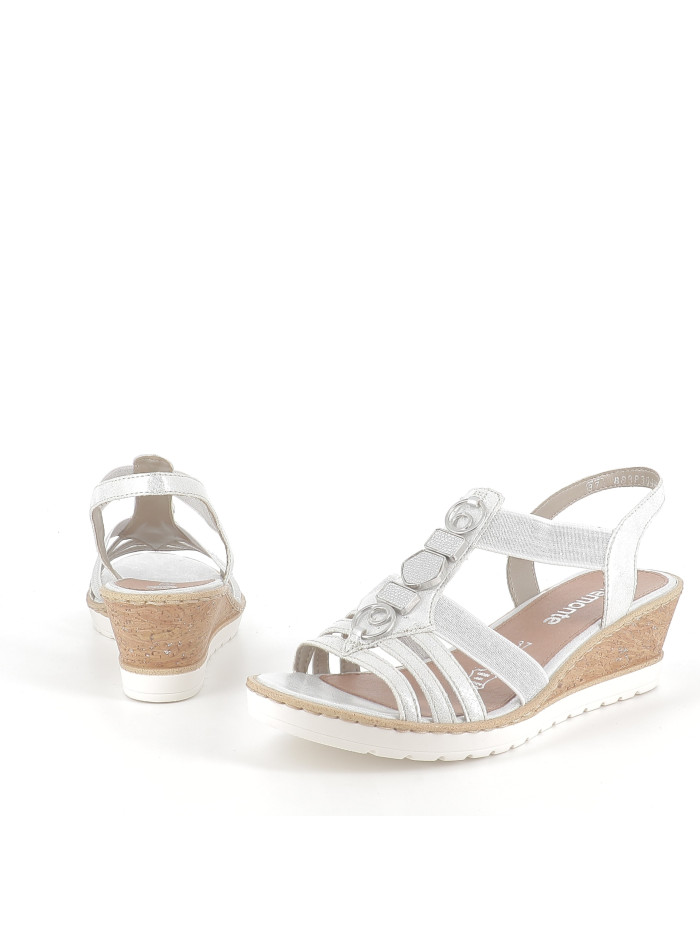 Sandales Compensées Corine - Pointure 39/40 - Cuir Argenté - Occasion - Idéales Soirée/cocktail