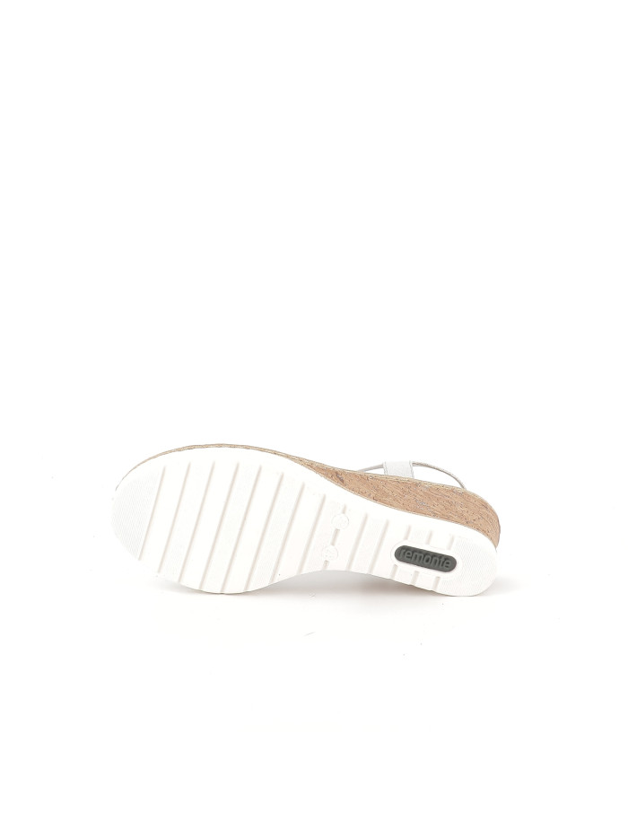 Sandales Compensées Femme Remonte D2L54 - Cuir Lisse Noir, Talon 6 Cm, Confort Été, Grandes Pointures Disponibles