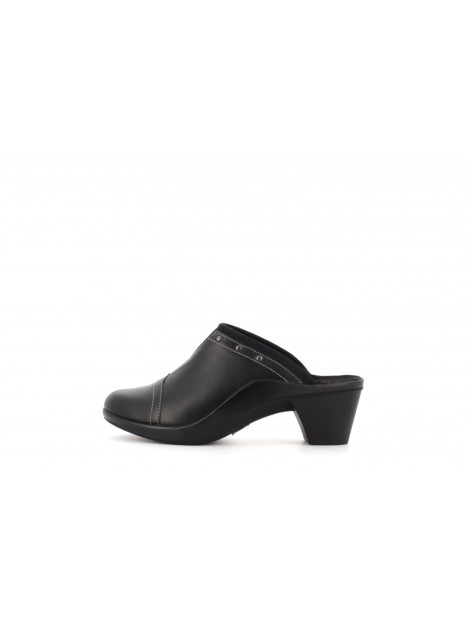 sabot noire a talon en cuir