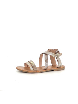 Sandales en cuir or argenté Les Tropéziennes