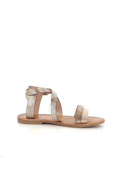Sandales en cuir or argenté Les Tropéziennes