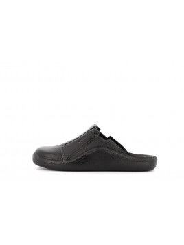 chausson noir en cuir