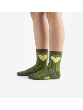 Chaussettes coton vertes et coeur