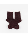 Chaussettes lurex unies bordeaux et broderie Victoria