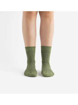 Chaussettes lurex unies kaki et broderie Victoria