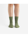 Chaussettes lurex unies kaki et broderie Victoria