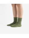 Chaussettes lurex unies kaki et broderie Victoria