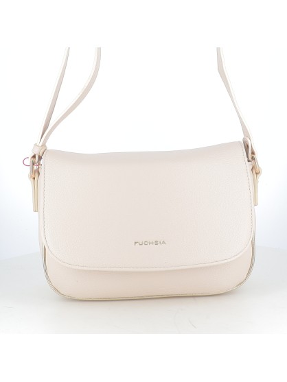 Sacoche Bandoulière Fuchsia En Cuir Beige Avec Pochette - Occasion En Très Bon état, Style BCBG