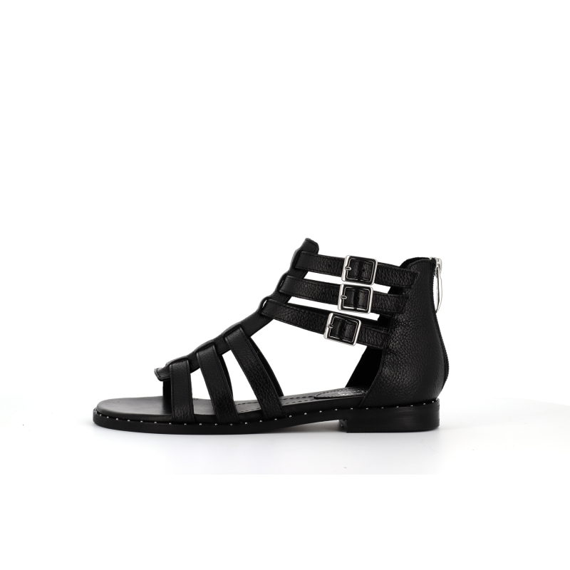 spartiate en cuir noir