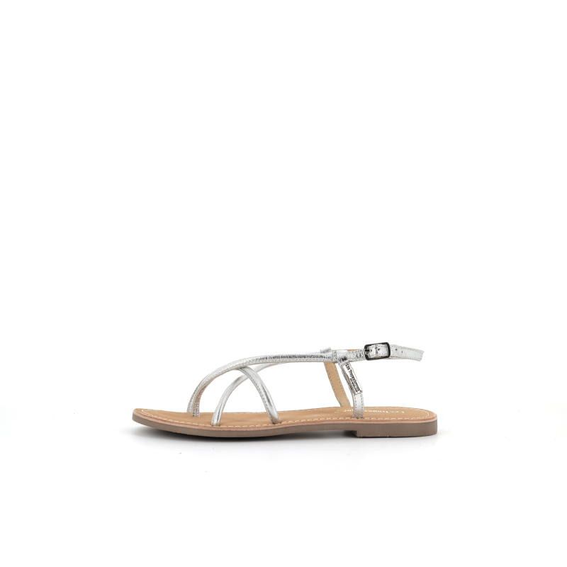 nu pied argent en cuir