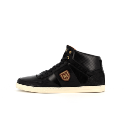basket montante en cuir noir