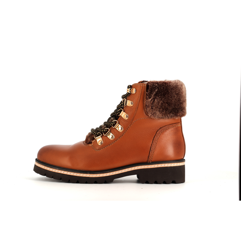 Bottine marron fourée en cuir