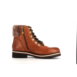 Bottine marron fourée en cuir