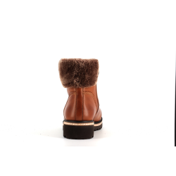 Bottine marron fourée en cuir