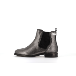 bottine en cuir argent
