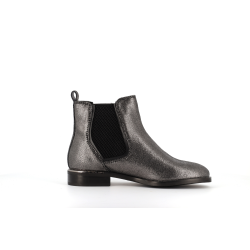 bottine en cuir argent