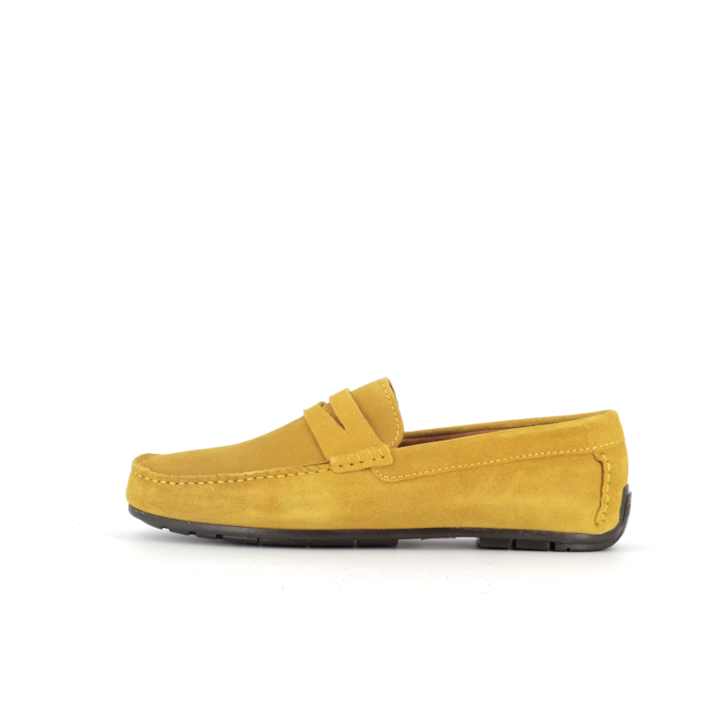 mocassin jaune en cuir