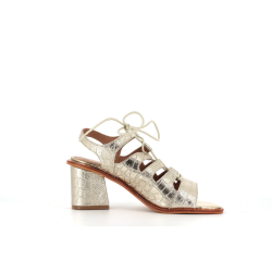 talon ouvert doré en cuir