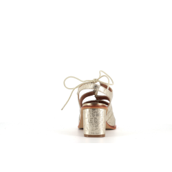 talon ouvert doré en cuir