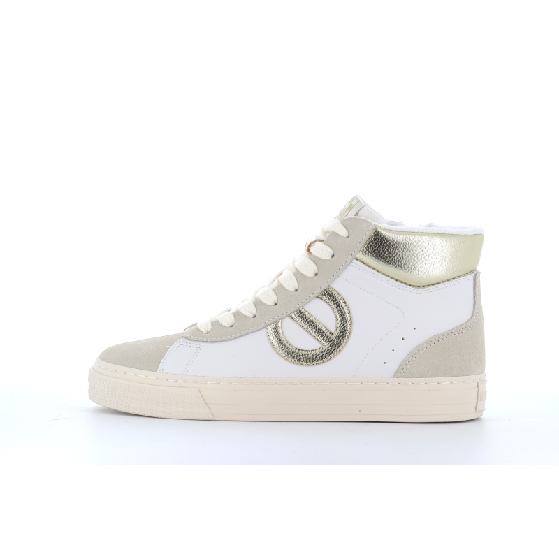 Basket montante blanche en cuir