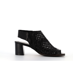 talon noir en cuir tressé