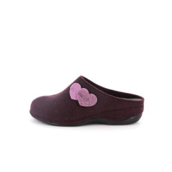 Chausson violet motif coeur compensé pour femme - Anjou-chaussures