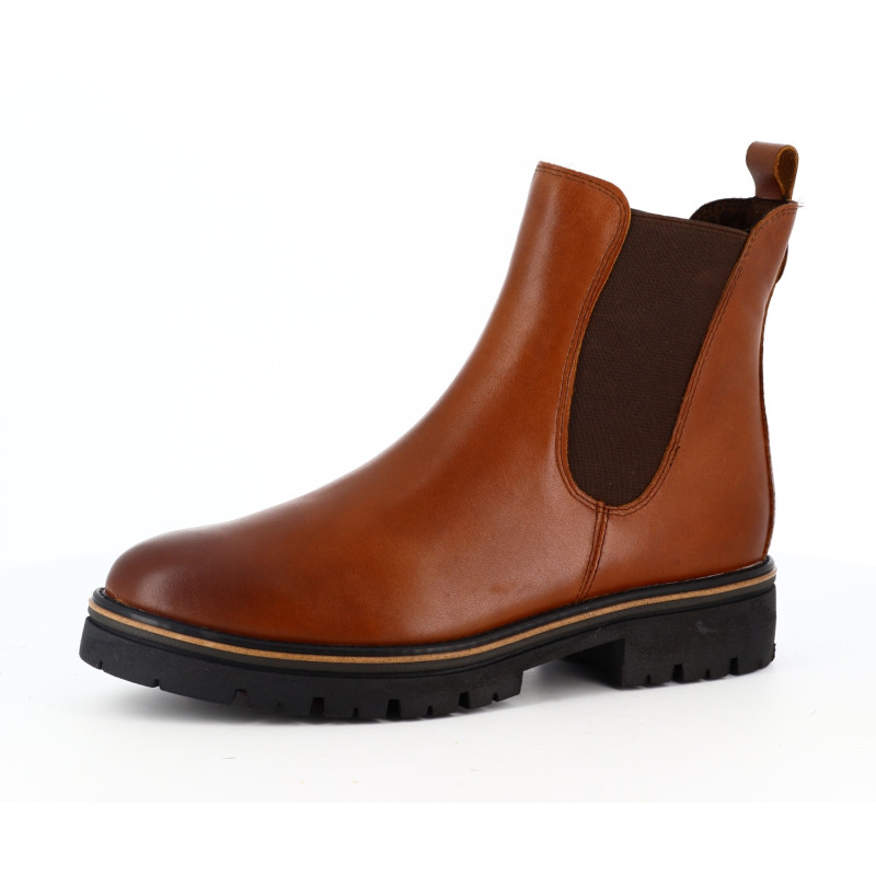 Bottine Marco Tozzi marron en cuir avec doublure - Anjou-chaussures