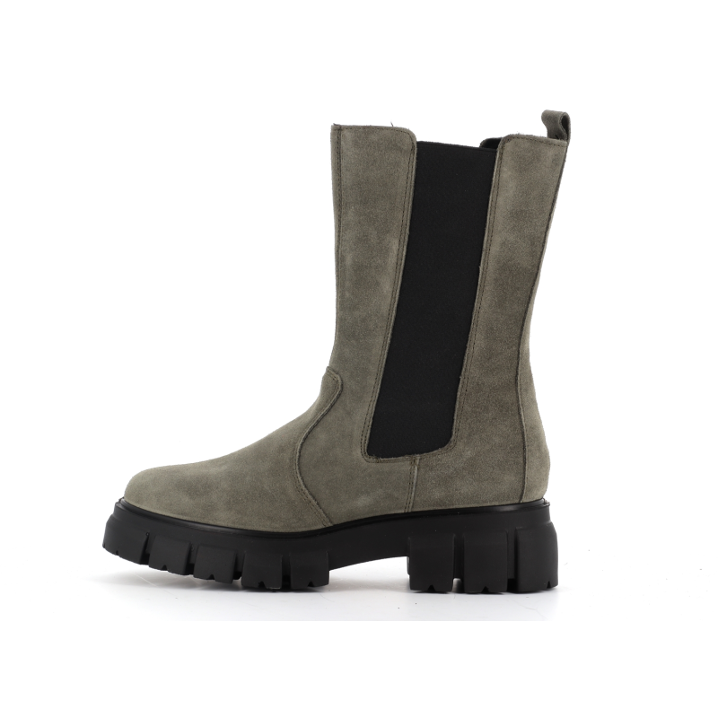 botte verte en cuir