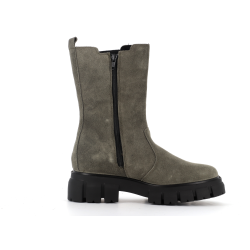 botte verte en cuir