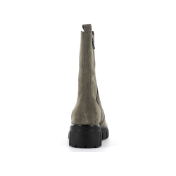 botte verte en cuir