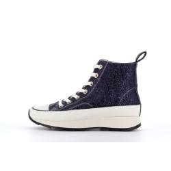 Basket montante bleu en cuir