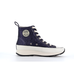 Basket montante bleu en cuir