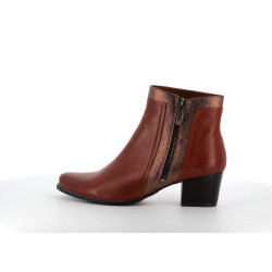 Bottine Regarde le ciel marron en cuir à talon  - Anjou-chaussures