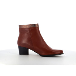 Bottine Regarde le ciel marron en cuir à talon  - Anjou-chaussures