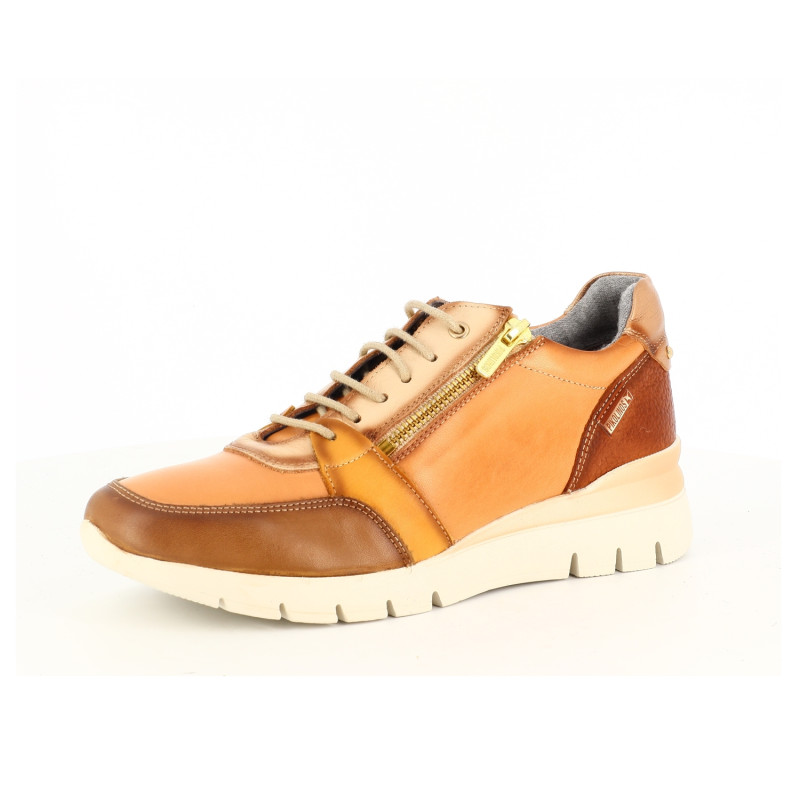 Basket basse Pikolinos beige et marron clair - Anjou-chaussures