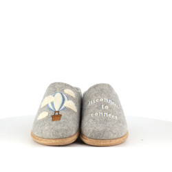 Chausson Tony Pons slippers gris en laine - Anjou-chaussures