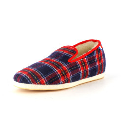 Chausson rouge et bleu en laine
