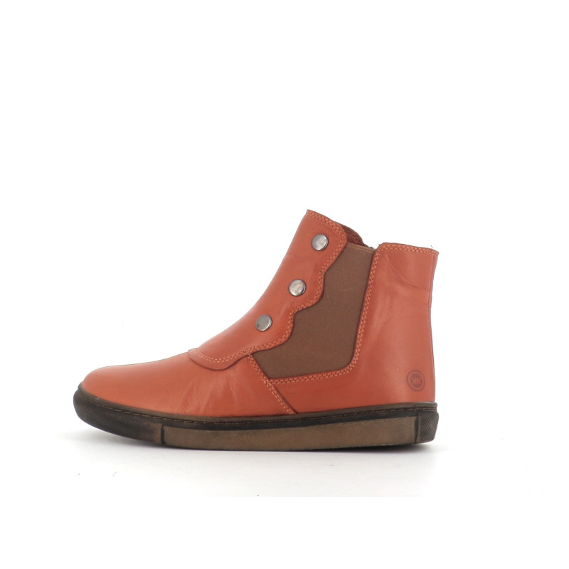 boots orange en cuir