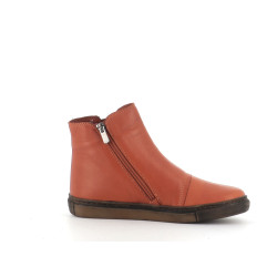 boots orange en cuir