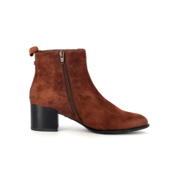 bottine Fugitive marron en cuir avec motifs argentés - Anjou-chaussures
