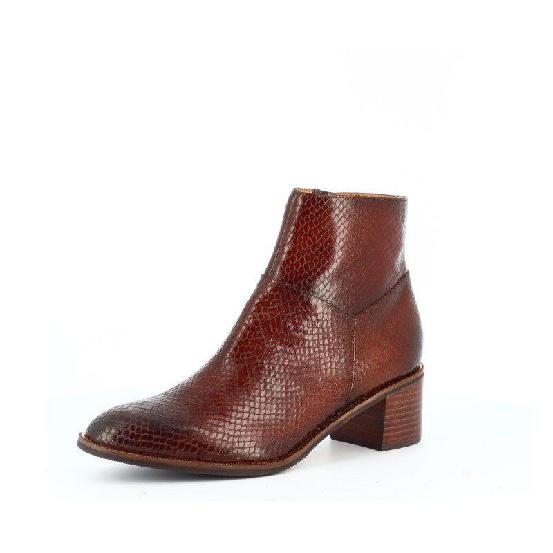 bottine Mam Zelle marron en cuir camo serpent