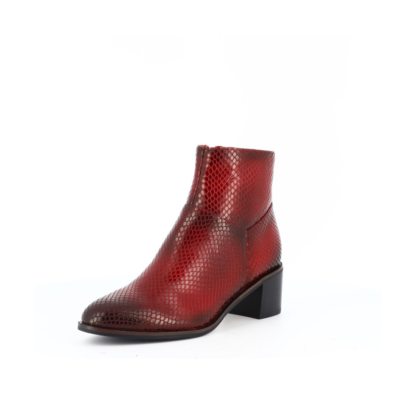 bottine Mam Zelle rouge en cuir camo serpent