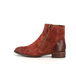 Bottine Mam'Zelle marron en velours et en cuir  - Anjou-chaussures
