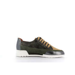Basket kaki en cuir