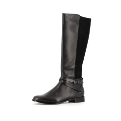 Botte Karston noir en cuir et textile