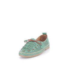 mocassins vert en cuir