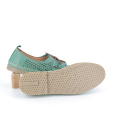 mocassins vert en cuir